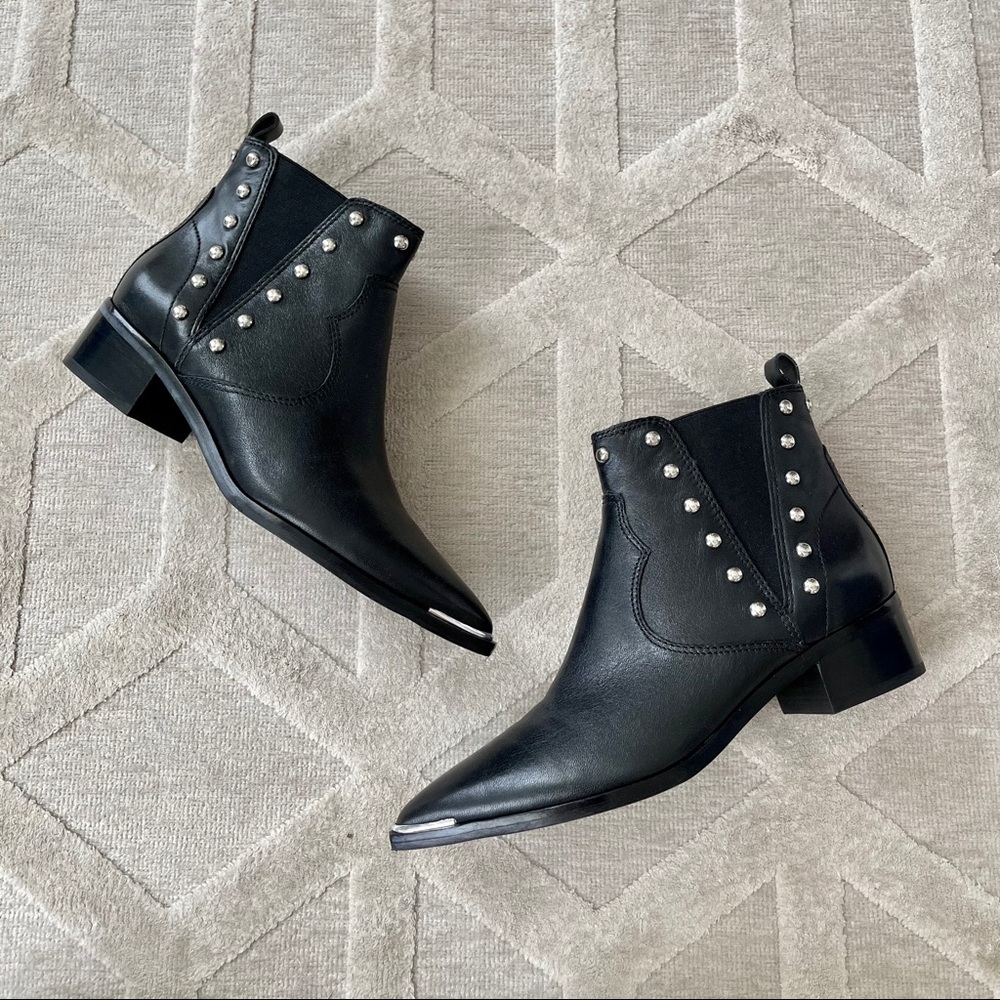 black studded booties by Marc Fisher